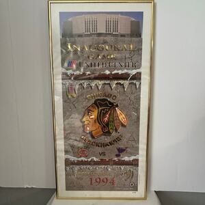 1994 Chicago Blackhawks United Center Inaugural Game LE #598 Poster COA Framed